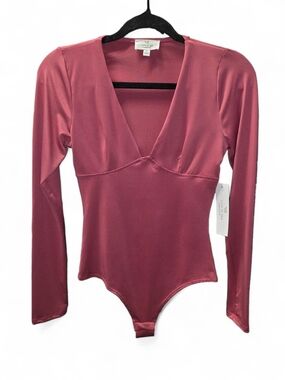 NEW Live In The Moment Long-Sleeve V-Neck Rose Bodysuit Size Small